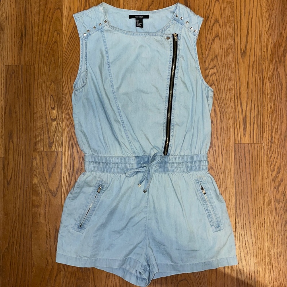 Denim Forever 21 Romper with Pockets Size S
